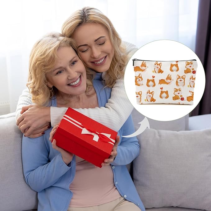 Corgi Gifts for Corgi Lovers Makeup Bag Corgi Stuff Cosmetic Bag Dog Lover Gift for Women Girls Friend Niece Daughter Travel Organizer Zipper Pouch Graduation Birthday Friendship Gifts