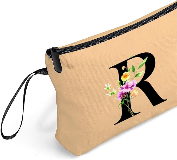 SEAMOON Women Birthday Maid of Honor Monogrammed Gifts for Bride Bridesmaid Sister Friend Her Teacher Makeup Cosmetic Bag with Mirror Mothers Day Christmas Graduation R