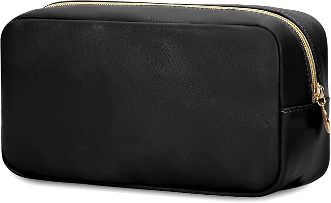 Wandering Nature Makeup Bag for Purse Cosmetic Bags for Women Make Up Organizer Travel Pouch Pencil Case with Slip-in Pockets Vegan Leather,Patent Pending
