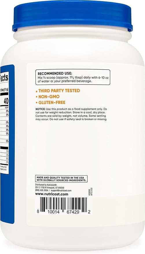 Nutricost Soy Protein Powder, 2 LB Unflavored, 10 Grams of Protein Per Serving, Vegetarian, Non-GMO & Gluten Free