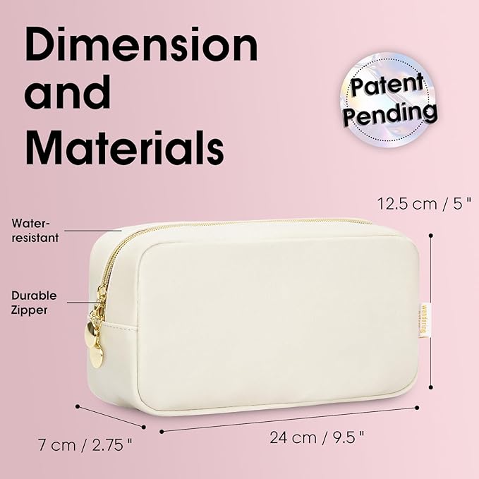 Wandering Nature Makeup Bag for Purse Cosmetic Bags for Women Make Up Organizer Travel Pouch Pencil Case with Slip-in Pockets Vegan Leather,Patent Pending