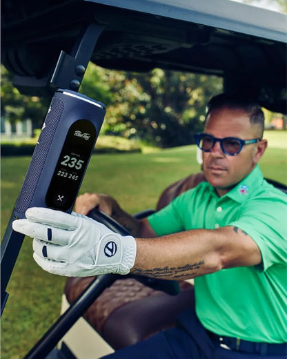 Blue Tees Golf Player+ GPS Speaker with Touch Screen Display, 10+ Hours Battery, 40,000+ Courses, Visual + Audible Distance, Hazard Distance - IPX7 Waterproof 