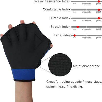 NEAGLORY 6 Pieces Aquatic Exercise Set Water Aerobics Set Pool Fitness Equipment Foam Water Dumbbell, Swim Aquatic Cuffs, Swimming Gloves for Exercise, Blue