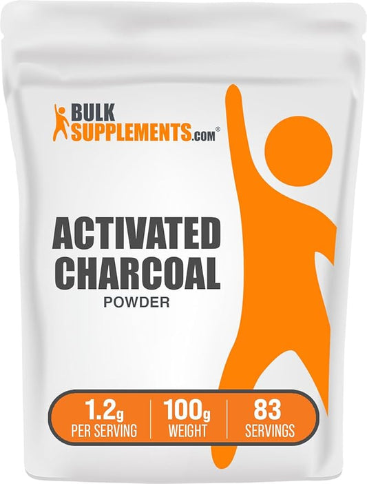BulkSupplements.com Activated Charcoal Powder - Coconut Charcoal, Charcoal Powder for Teeth Whitening - Activated Charcoal Odor Absorber, Vegan & Gluten Free - 1200mg per Serving, 100g (3.5 oz)
