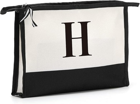 Monogrammed for Women Initial bridesmaid gifts, Personalized monogram Monogram Cosmetic Bag,Travel Makeup Bag Suitable for Wedding weekend Beach Gift for Women Teachers Friends.Pure letters H
