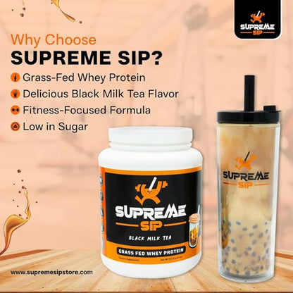 Boba Protein Powder Made with Real Black Tea - Boba Milk Tea Sweetened with Natural Monk Fruit - Clean, Creamy Boba Tea Protein Powder - Grass Fed Whey Protein Isolate Bubble Tea - 27 Oz