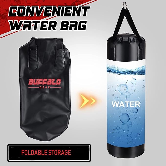 Buffalo Gear Heavy Water Punching Bag, 225LB 165LB 86LB Adjustable Training Punching Bag for Kickboxing Boxing Gym Home Training for Youths Kids