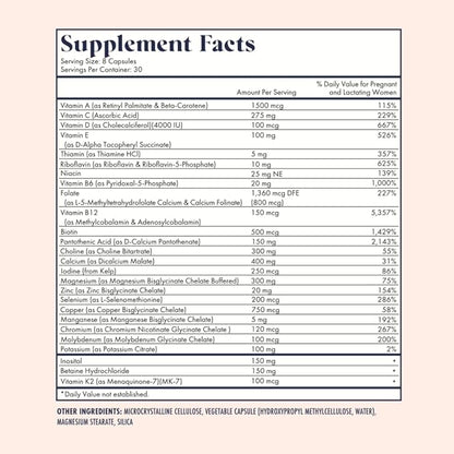 Prenatal Vitamins Lemon | choline, folate, vitamin D for fetal growth, brain development | 26 Vital Nutrients | Dietitian-formulated, OBGYN recommended, non-GMO, 3rd Party tested, 30 Servings