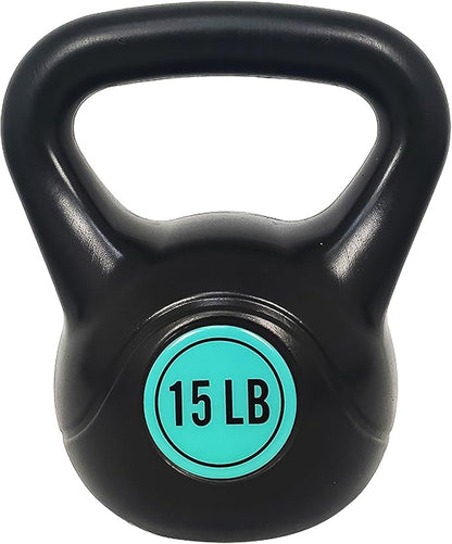 Wide Grip 3-Piece Kettlebell Exercise Fitness Weight Set, Include 5 lbs, 10 lbs, 15 lbs and 20 lbs, Set of 3 or Set of 4