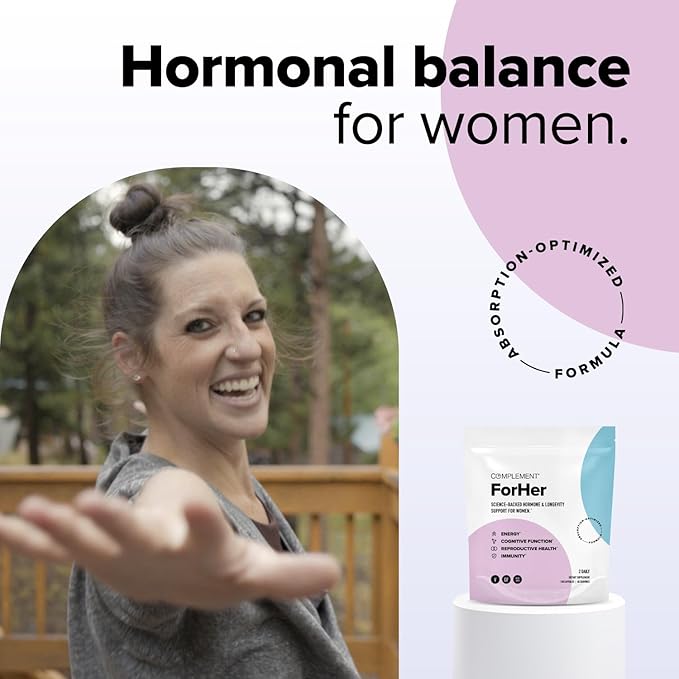 Complement ForHer Multivitamin- Hormone Balance for Women (120 Capsules) Inositol Supplement, Longevity Support, Reproductive Health- B9, Iron- 60 Servings