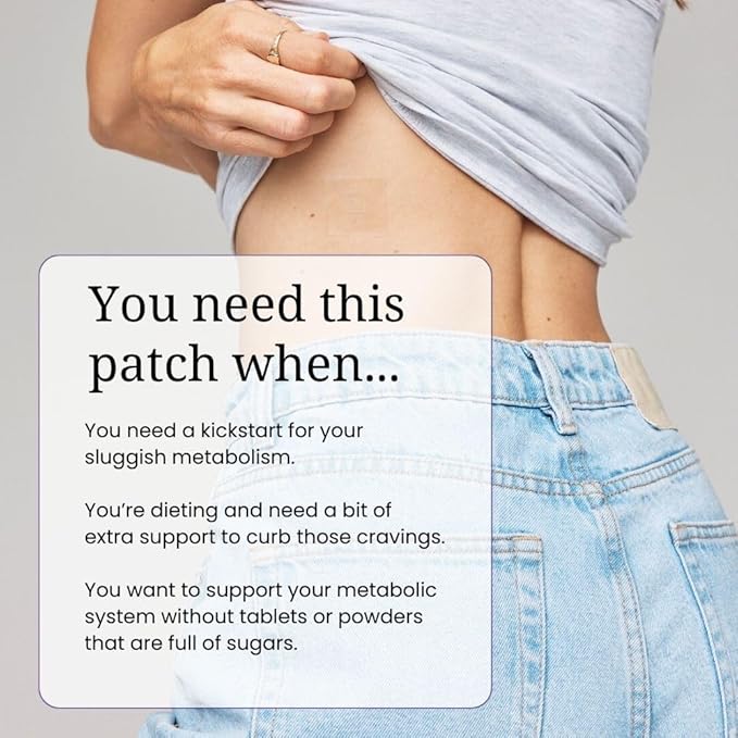 The Patch Remedy Metabolise Patches | 30 Topical Patches | Waterproof | Ingredients Including 5HTP, Guarana Extract, L- carnitine and Lecithin | Lasts 12-24 Hours