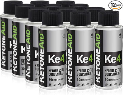 KetoneAid KE4 Pro Ketone Ester Drink | Not a Ketone Salt, No Sugar, No Caffeine | Exogenous D-BHB Ester | 12 Serving Per Bottle (12 Count)