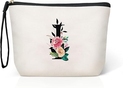 TOPEAST Initial Makeup Bag - Personalized Birthday Wedding Gifts for Mom Teacher Friends Bridesmaids Nurse (Letter I)