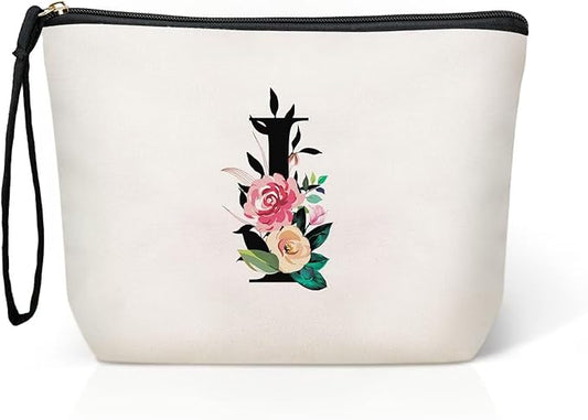 TOPEAST Initial Makeup Bag - Personalized Birthday Wedding Gifts for Mom Teacher Friends Bridesmaids Nurse (Letter I)