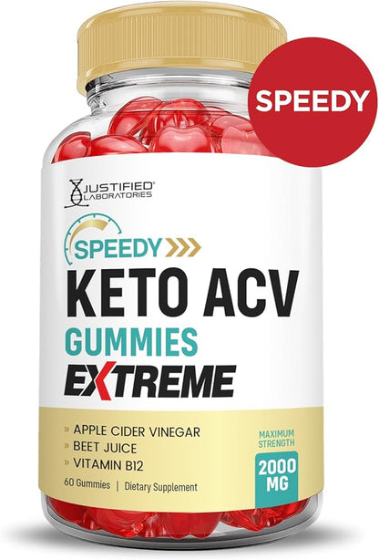 (3 Pack) Speedy Keto ACV Gummies Extreme 2000MG Speedy Keto Gummies Advanced Formula Apple Cider Vinegar with Pomegranate Beet Juice Powder B12 Vegan Non GMO 180 Gummys
