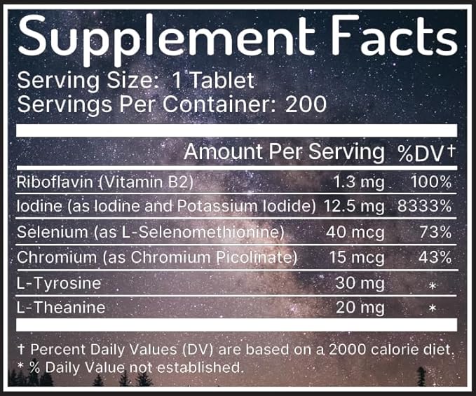 Zen Haus Iodine Supplement 12.5 mg with Selenium (as Selenomethionine) and More - 200 Tablets - Thyroid Plus Immune Support - High Potency Iodine Tablets - Compare to Lugol's Iodine Pills