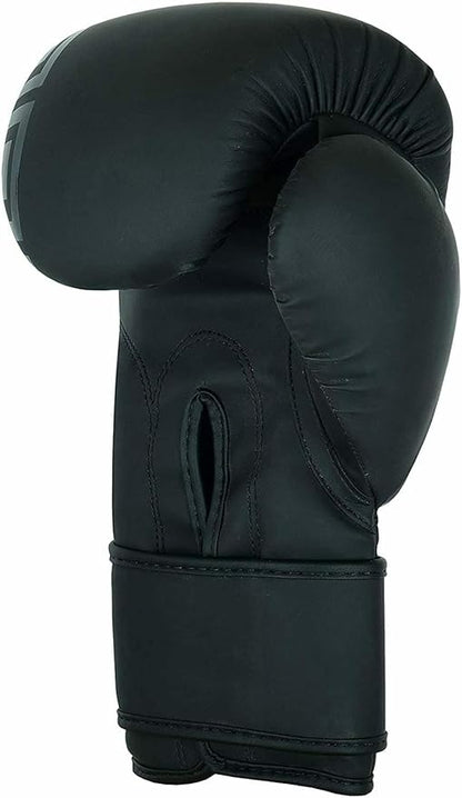 REX Boxing Gloves Training Boxing Punching Gloves for Kids & Adult PU Leather | Matte Black Glove for Sparring Kickboxing, Fighting