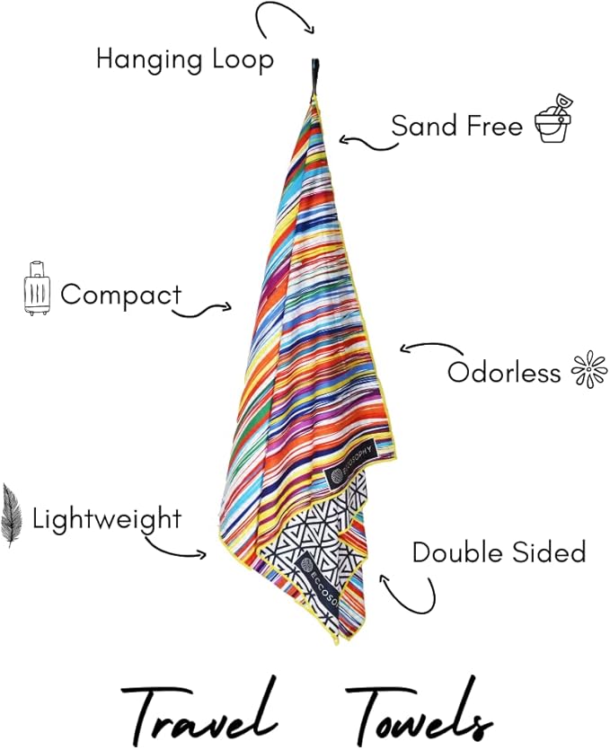 ECCOSOPHY Microfiber Beach Towel - Sand Free Towels 71x35 in