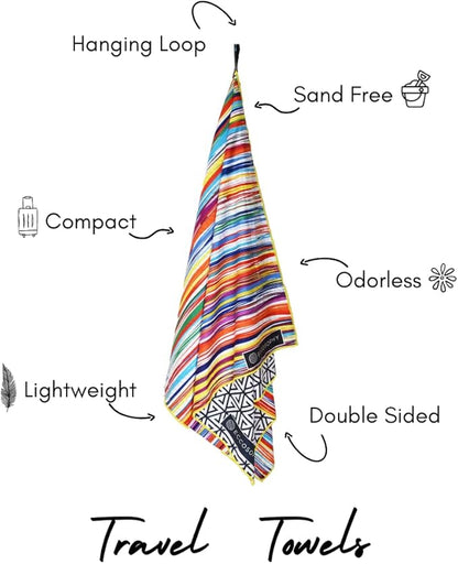 ECCOSOPHY Microfiber Beach Towel - Sand Free Towels 71x35 in