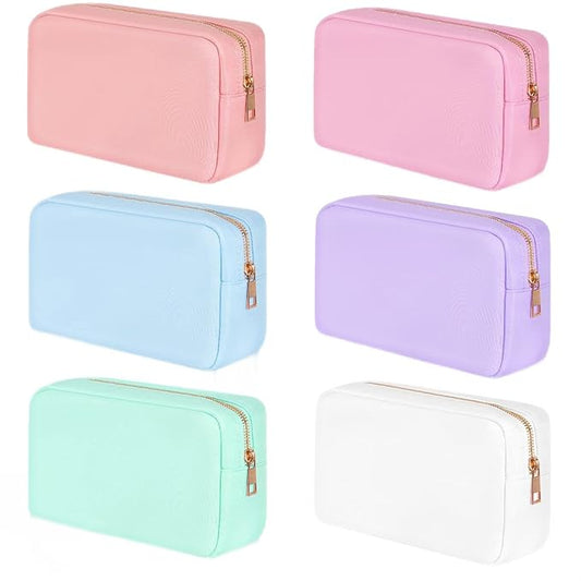 Sweetude 6 Pcs Nylon Makeup Bag Travel Nylon Pouch Zipper Cosmetic Bag for Purse Women Girls Organizer Makeup Pouch for Birthday Wedding Mother's Day Graduation Gifts(XL,Assorted Color)