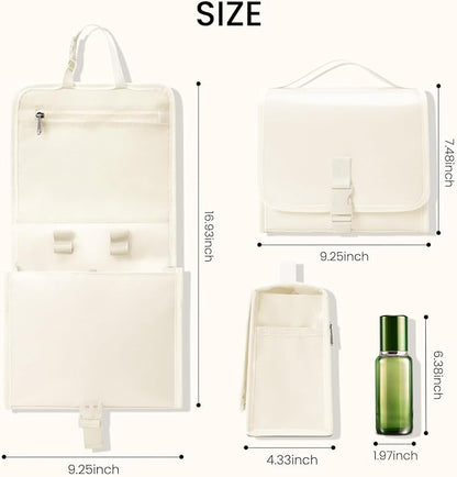 Travel Toiletry Bag for Women with Collapsible Hanging Hook, Portable Water-resistant Makeup Cosmetic Bag Organizer with Handle for Bathroom, Travel, Shorter Trips, Gym, Camping, Gifts for Women
