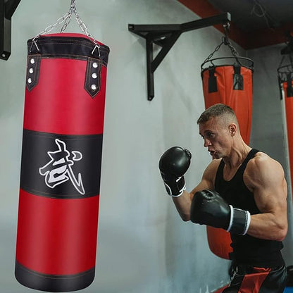 Hanging Punching Bag Set Unfilled, Heavy Boxing Bags Kickboxing Bag for Adults Kids, Youth Boxing Set with Hand Wraps, Punching Bag Hangers, for MMA Muay Thai Karate Taekwondo Training