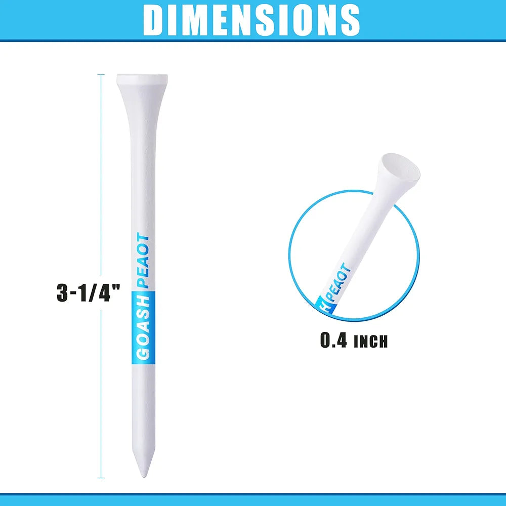 Premium Golf Tees Choose Between 200 Count or 100 Count, Professional Marking System Golf Tees 3-1/4 Inch, Reduce Friction Side Spin More Stable Golf Tees