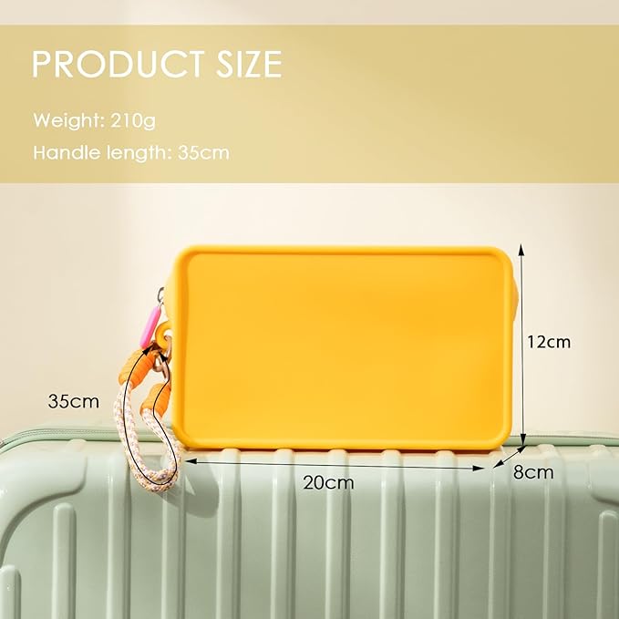 Travistar Silicone Travel Makeup Bag - Large Capacity Make Up Pouch Travel Makeup Organizer Bag Waterproof Toiletry Bag Portable Cosmetic Bag Small Womens Brush Holder Bag with Zipper Closure Yellow