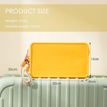 Travistar Silicone Travel Makeup Bag - Large Capacity Make Up Pouch Travel Makeup Organizer Bag Waterproof Toiletry Bag Portable Cosmetic Bag Small Womens Brush Holder Bag with Zipper Closure Yellow