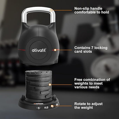 Ativafit 7 in 1 Adjustable Kettlebell 5-44lbs Adjustable