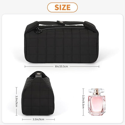 Makeup Bag Travel Cosmetic Bag for Women Girls, Zipper Make Up Pouch, Water-resistant Toiletry Bag, Portable Small Makeup Bag, Cosmetic Travel Tool Pouch, Black