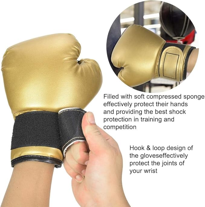 Boxing Gloves, PU Leather Taekwondo Gloves Professional Fighting Children Boxing Training Gloves Thickened Punching Sparring Training Mitts for Kids