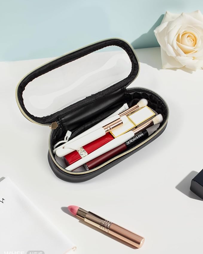 Christmas Gifts Clear Makeup Brush Holder, Travel Makeup Brush Pouch Makeup Brush Bag Organizer Makeup Brush Travel Case with Zipper Waterproof Makeup Travel Case Cosmetic Bag for Women