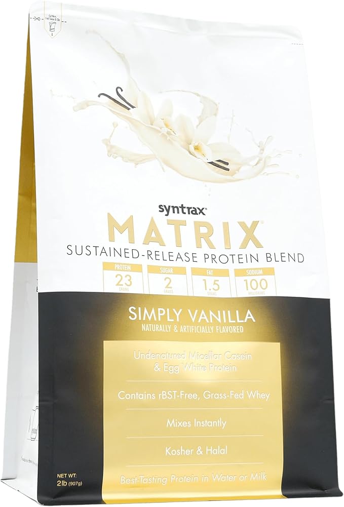 Syntrax Nutrition Matrix, Sustained-Release Protein Blend, Simply Vanilla, 2 lb