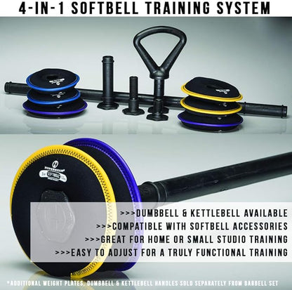 HYPERWEAR Adjustable Barbell Set with Soft Weight Plates (35 lb 60 lbs