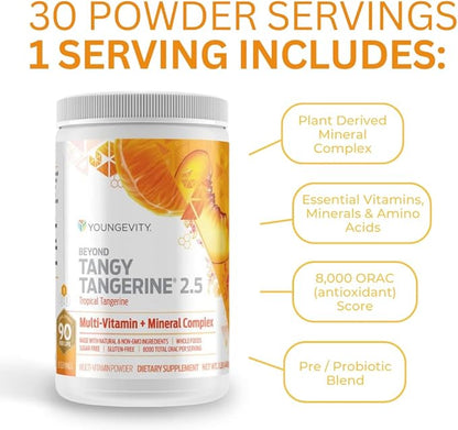 Youngevity Beyond Tangy Tangerine 2.5 Tropical Tangerine Ultimate Multi-Vitamin & Mineral Complex - Made With Natural & Whole Foods | 8,000 ORAC (3)