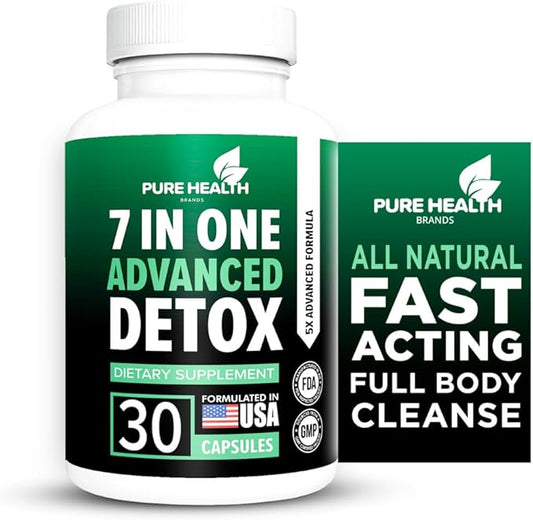 Extra Strength Fast Acting 7-in-ONE Advanced Formula - Full Body Cleanse - Detox & Liver Cleanse - Detox & Liver Repair, All Natural Toxins Remover, Healthy Cleansing Support for Liver (30 Capsule)