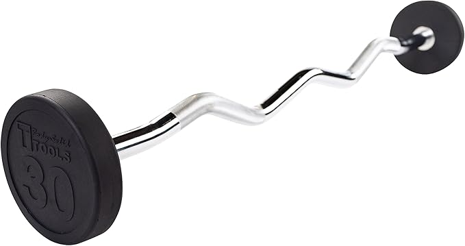 Body-Solid Rubber Coated Fixed Weights Straight Barbells- Weighted