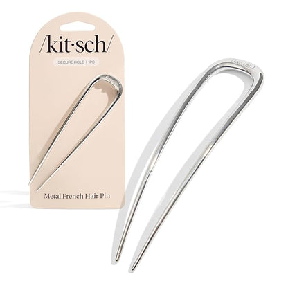 Kitsch Metal French Hair Pin for Women - Elegant Hair Accessories for Women, Ideal for Buns & French Twist, Designed for a Secure, Comfortable Fit - Silver
