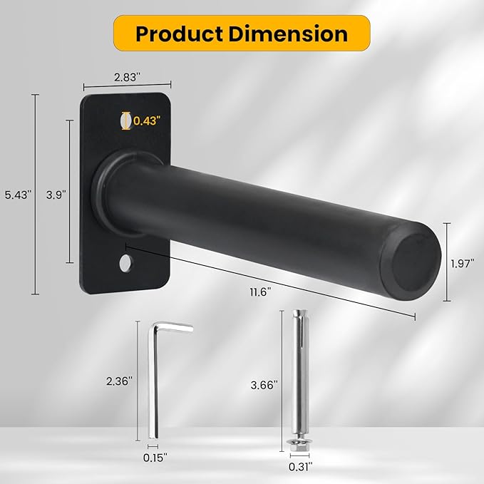 Weight Plate Holder, Wall Mounted Weight Rack for 1" and 2" Olympic Weight Plates, Home Gym Storage with 8pcs Steel Expansion Bolts Weight Storage Racks