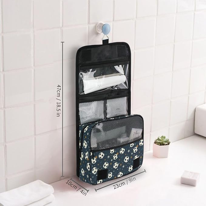 senya Hanging Travel Toiletry Bag Kit Boys Makeup Case Cosmetics Organizer for Men Women (-326- Football)