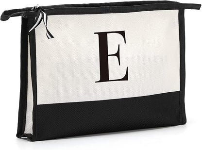 Monogrammed for Women Initial bridesmaid gifts, Personalized monogram Monogram Cosmetic Bag,Travel Makeup Bag Suitable for Wedding weekend Beach Gift for Women Teachers Friends.Pure letters E