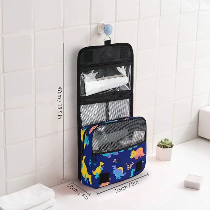 senya Hanging Travel Toiletry Bag Kit Boys Makeup Case Cosmetics Organizer for Men Women (Dinosaurs Collection)