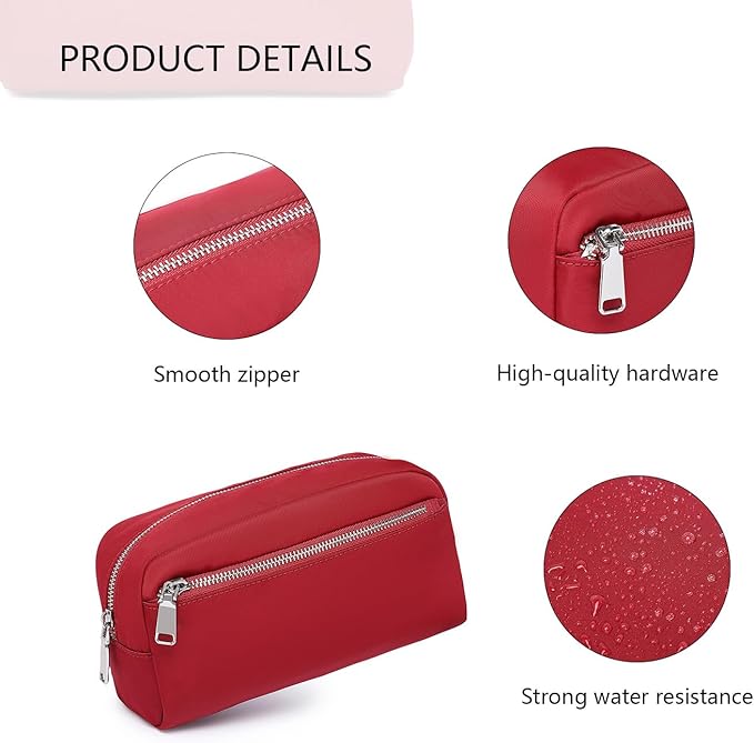 Nylon Female cosmetic bags Canvas toiletry bags Wash bags with large capacity Simple design (Nylon/Burgundy Red)