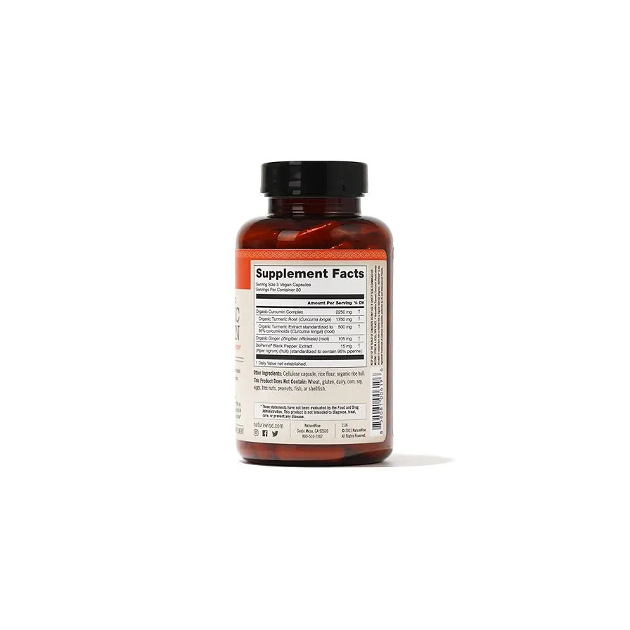 NatureWise Curcumin Turmeric 2250mg - 95% Curcuminoids & BioPerine Black Pepper Extract for Advanced Absorption - Daily Joint and Immune Health Support - Vegan, Non-GMO, 90 Count[30-Day Supply]