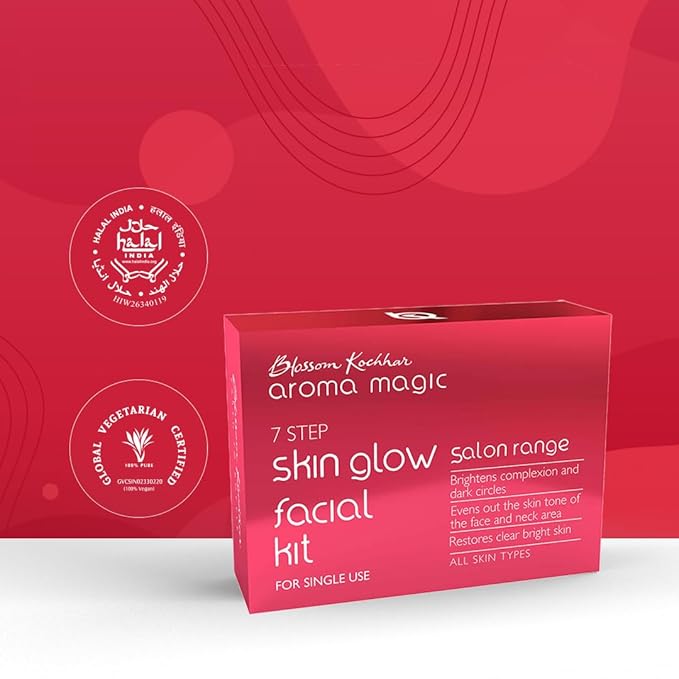 Skin Glow Facial Kit - Single Use | 7 Steps Skincare Set | Reduces Dark Circles | Gently Removes Dead Skin | Restores Clear & Radiant Skin