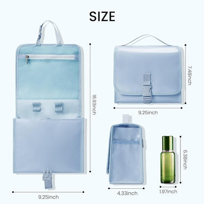 Travel Toiletry Bag for Women with Collapsible Hanging Hook, Portable Water-resistant Makeup Cosmetic Bag Organizer with Handle for Bathroom, Travel, Shorter Trips, Gym, Camping, Gifts for Women
