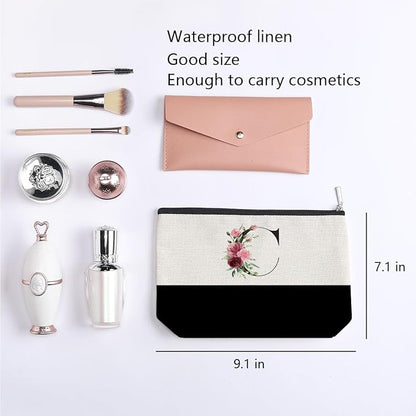 Initial Makeup Bag, Personalized Gifts for Women, Personalized Makeup Bag, Bridesmaid Gifts, Cosmetic bags for Women (Letter C)
