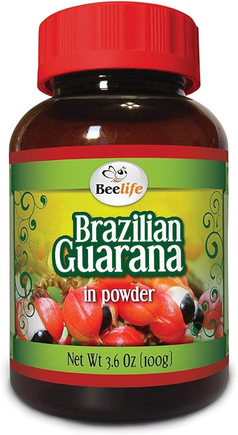 Beelife Brazilian Guarana Powder - Natural Caffeine Supplements from Brazil - Energy & Mental Focus, Muscle Strength Support - Zero Gluten, No Sugar Vegan Pre Workout - 5 Pack - 1.1 lb