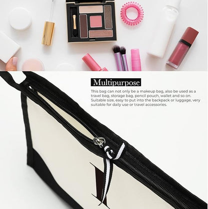 Monogrammed for Women Initial bridesmaid gifts, Personalized monogram Monogram Cosmetic Bag,Travel Makeup Bag Suitable for Wedding weekend Beach Gift for Women Teachers Friends.Pure letters I